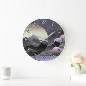 Whimsical Moon and Mountains Abstract Art Grote Klok (Huis)