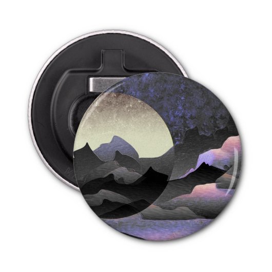 Whimsical Moon and Mountains Art Button Flesopener (Voorkant)