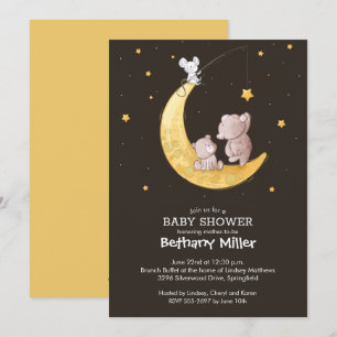 Whimsical Moon et Stars Baby Shower Invitations