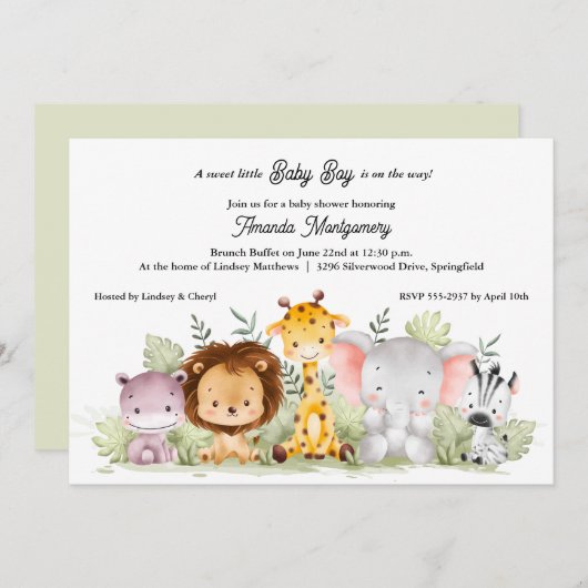 Whimsical Moon et Stars Baby Shower Invitations (Devant / Derrière)
