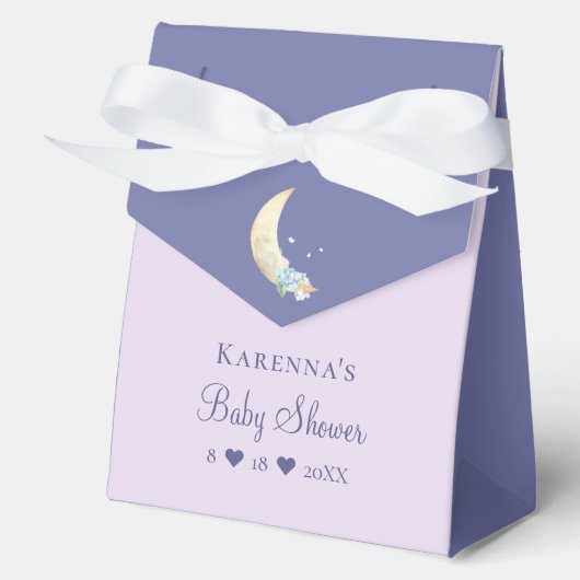 Whimsical Moon Lavender Paarse Baby shower Bedankdoosjes (Voorkant)