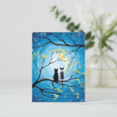 Whimsical Moon met katten Briefkaart (Staand voorkant)