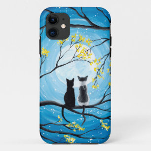 Whimsical Moon met katten iPhone 11 Hoesje