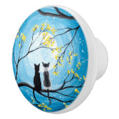 Whimsical Moon met katten Keramische Knop (Rechts)