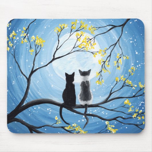 Whimsical Moon met katten Muismat (Voorkant)