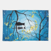 Whimsical Moon met katten Theedoek (Horizontaal)