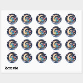 Whimsical Moon & Star Creature Ronde Sticker (Vel)