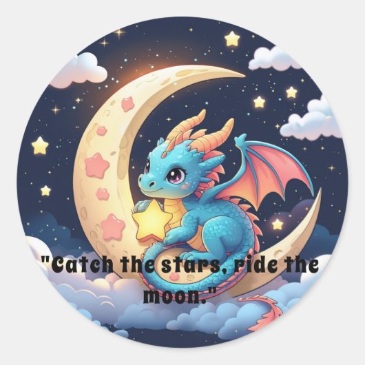 Whimsical Moon & Star Creature Ronde Sticker (Voorkant)