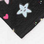 Whimsical Moon, Stars and Clouds Pattern on Black Fleece Deken (Hoek)
