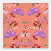 Whimsical Moth and Floral Pattern Behang (Voorkant)