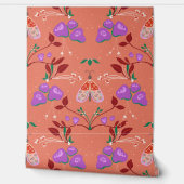 Whimsical Moth and Floral Pattern Behang (Afrollen)
