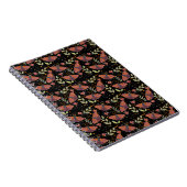 Whimsical Moth and Floral Pattern Notitieboek (Rechterzijde)
