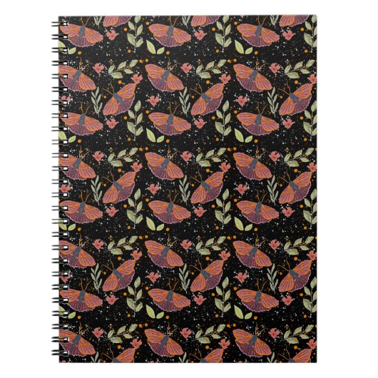 Whimsical Moth and Floral Pattern Notitieboek (Voorkant)
