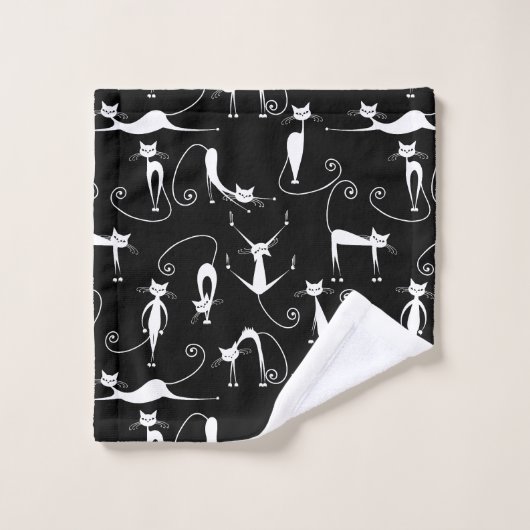 Whimsical Motif de chat blanc maigre (Gant de toilette)