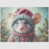 Whimsical Mouse in feestelijke kerstmis Pet Decoup Tissuepapier (Voorkant)