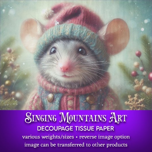 Whimsical Mouse in feestelijke kerstmis Pet Decoup Tissuepapier