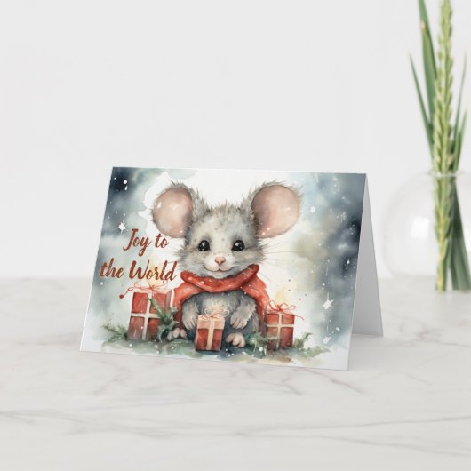 Whimsical Mouse Kerstmis Kaart (Voorkant)