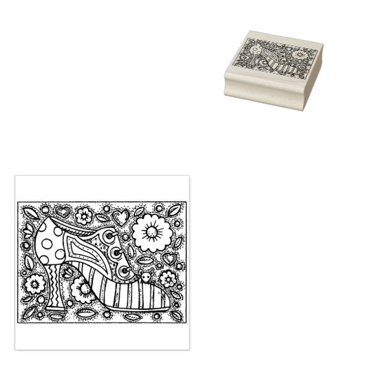 WHIMSICAL MOUSE & SHOT RUBBER STAMP RUBBERSTEMPEL (Gestempeld)
