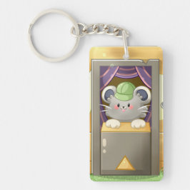 Whimsical Mouse Vendor – Cute Hat Booth Character Sleutelhanger
