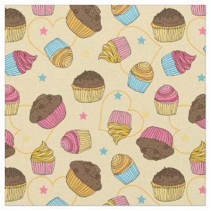 Whimsical Muffins and Cupcakes Baking Pattern Stof