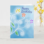 Whimsical Multi-Color Flowers Verjaardag Kaart (Gele Bloem)