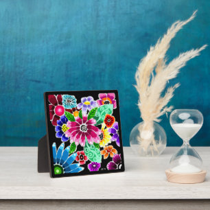 Whimsical Multi-Colour Folk-Art Bloemen Bloemen Bl Fotoplaat