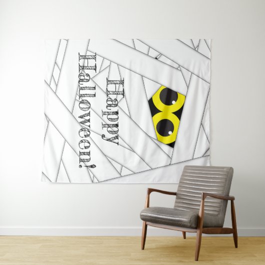 Whimsical Mummy Halloween Party Achtergrond Wandkleed (In Situ (horizontaal))