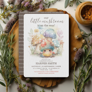 Whimsical Mushroom Baby shower Kaart