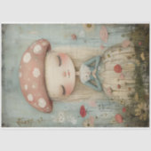 Whimsical Mushroom Fairy in een bloemenweide kunst Tissuepapier (Voorkant)