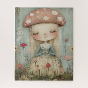Whimsical Mushroom Fairy in een Wildflower Meadow Legpuzzel