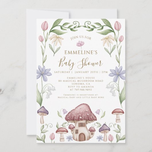 Whimsical Mushroom Forest Baby Shower Kaart (Voorkant)