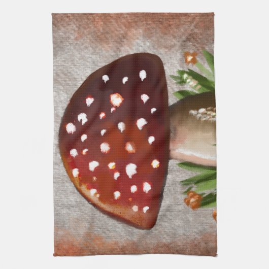 Whimsical Mushroom & Fungi Motif – Nature-Inspired Theedoek (Verticaal)