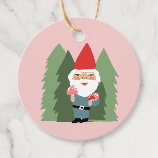 Whimsical Mushroom Gnome Elf Santa kerstcadeau Bedankjes Labels (Voorkant)