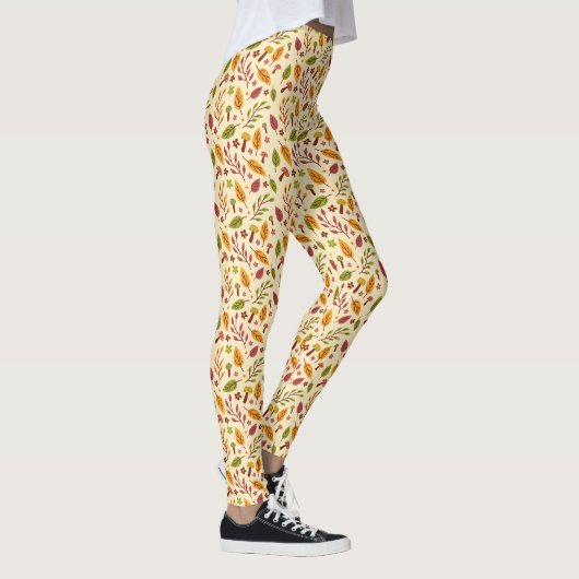 Whimsical Mushroom Leaf Pattern Leggings (Rechts)