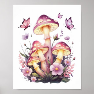 Whimsical Mushroom Meadow - Betoverde Natuur Poste Poster