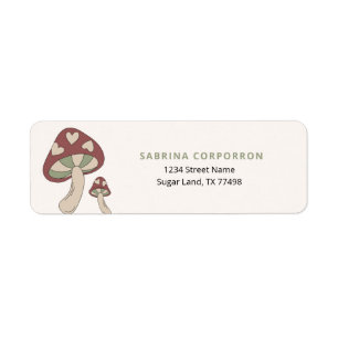 Whimsical Mushroom Sage Green Etiket