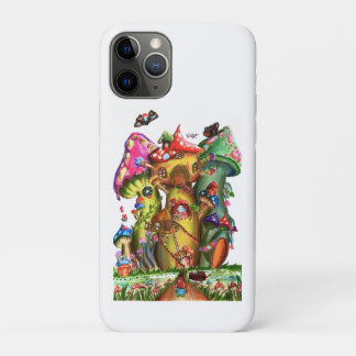 Whimsical Mushroom Village Fantasy Kunstwerk iPhone 11 Pro Hoesje