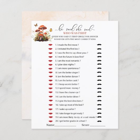 Whimsical Mushroom Waterverf Hij zei dat ze ga (Voorkant / Achterkant)