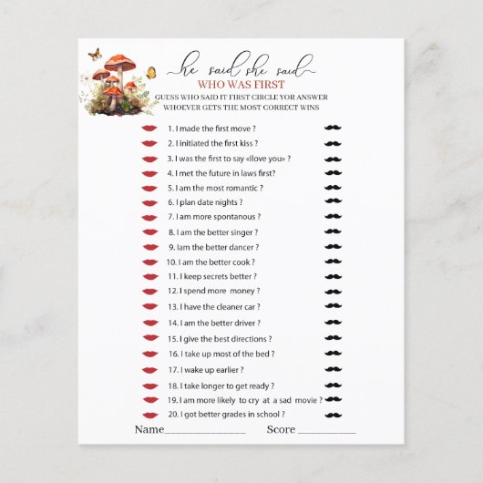 Whimsical Mushroom Waterverf Hij zei dat ze ga (Voorkant)