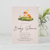 Whimsical Mushroom Woodland Script Baby shower Kaart (Staand voorkant)