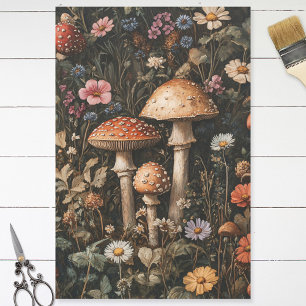 Whimsical Mushrooms en Wildflowers Decoupage Tissuepapier