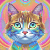 Whimsical mystieke kleurrijke kat sticker (Voorkant)