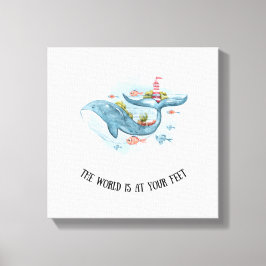 Whimsical Nautical Blue Whale Stretch Canvas Print