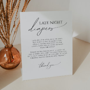 Whimsical Neutral Baby shower Late Night Luiers Reclamebord Met Voetstuk