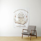 Whimsical Neutral Boho Teacup Flowers Design Wandkleed (In situ)