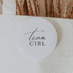 Whimsical Neutral Genre Reveal Team Girl<br><div class="desc">Présentant notre bouton de fille d'équipe neutre et lunatique, parfait pour n'importe quelle saison, que ce soit l'automne, l'hiver, le printemps ou l'été! Ce bouton a une ambiance boho-chic avec une calligraphie moderne et élégante et un design minimaliste noir et blanc. C'est joli et unique, avec une touche de chic...</div>