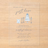Whimsical Niets Fancy Alleen liefde bruiloft doodl Acryl Uitnodigingen (Voorkant)