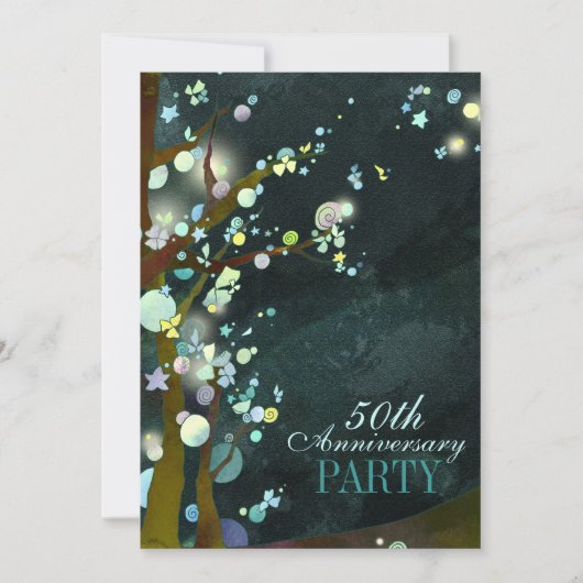 Whimsical Night 50th Anniversary Party Kaart (Voorkant)