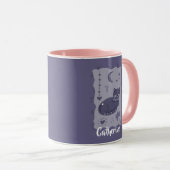 Whimsical Night Cat Folk Art Custom Mug (Devant droit)