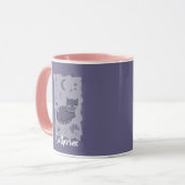 Whimsical Night Cat Folk Art Custom Mug (Devant gauche)